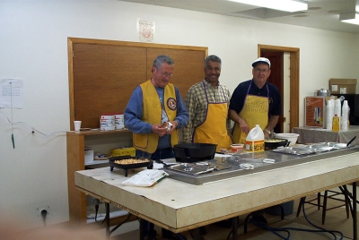 Lions Breakfast - Lions Reg-Angus-Jim preparing for monthly breakfast