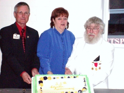 PID Jim Sherry, President Dallas Moore, DG Peter Wallis, Hantsport 25th Charter Night